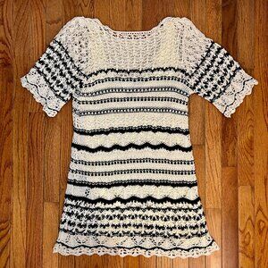 ZARA black & cream crochet dress - Size Medium